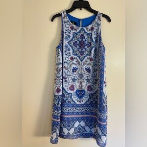 I.N. San Francisco Floral Sleeveless Lined Sheath A Line Bohemian Dress Sz M